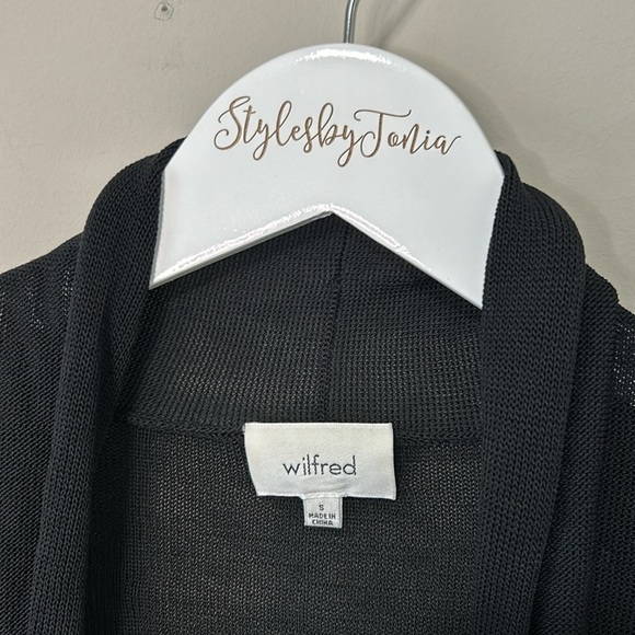 Wilfred Aritzia Cardigan Black Open Front Pockets Longline Sweater Trendy Sz S - Picture 2 of 11